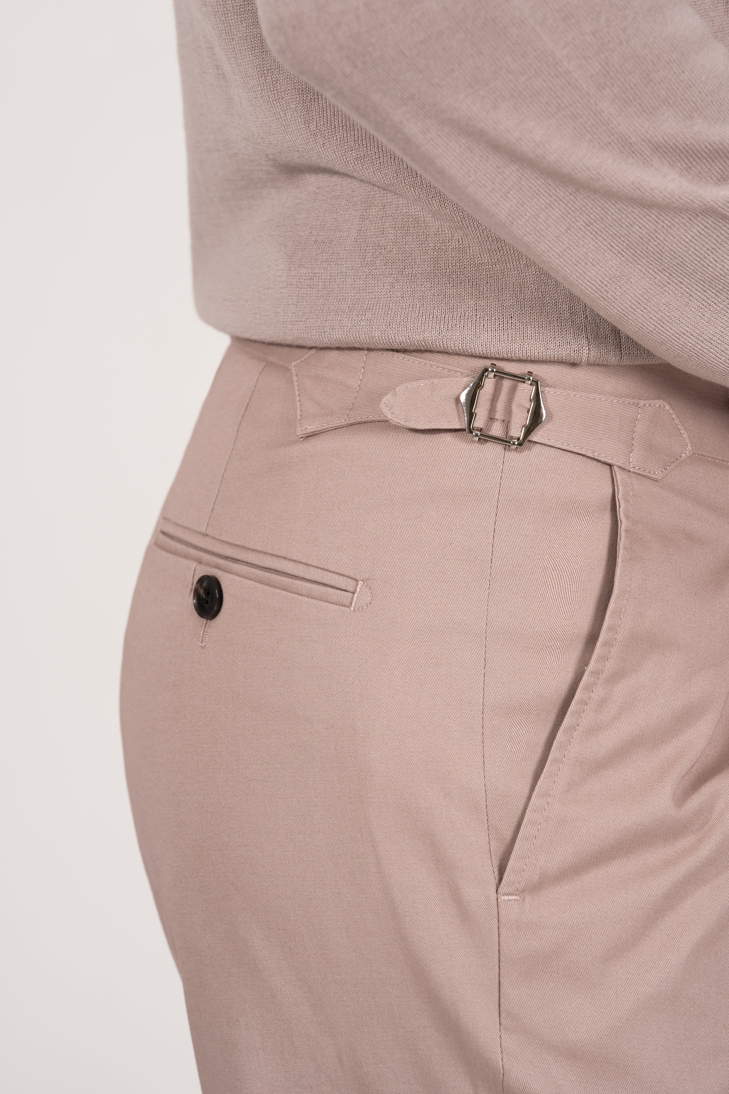 COTTON STRETCH PLEAT TROUSER TAUPE